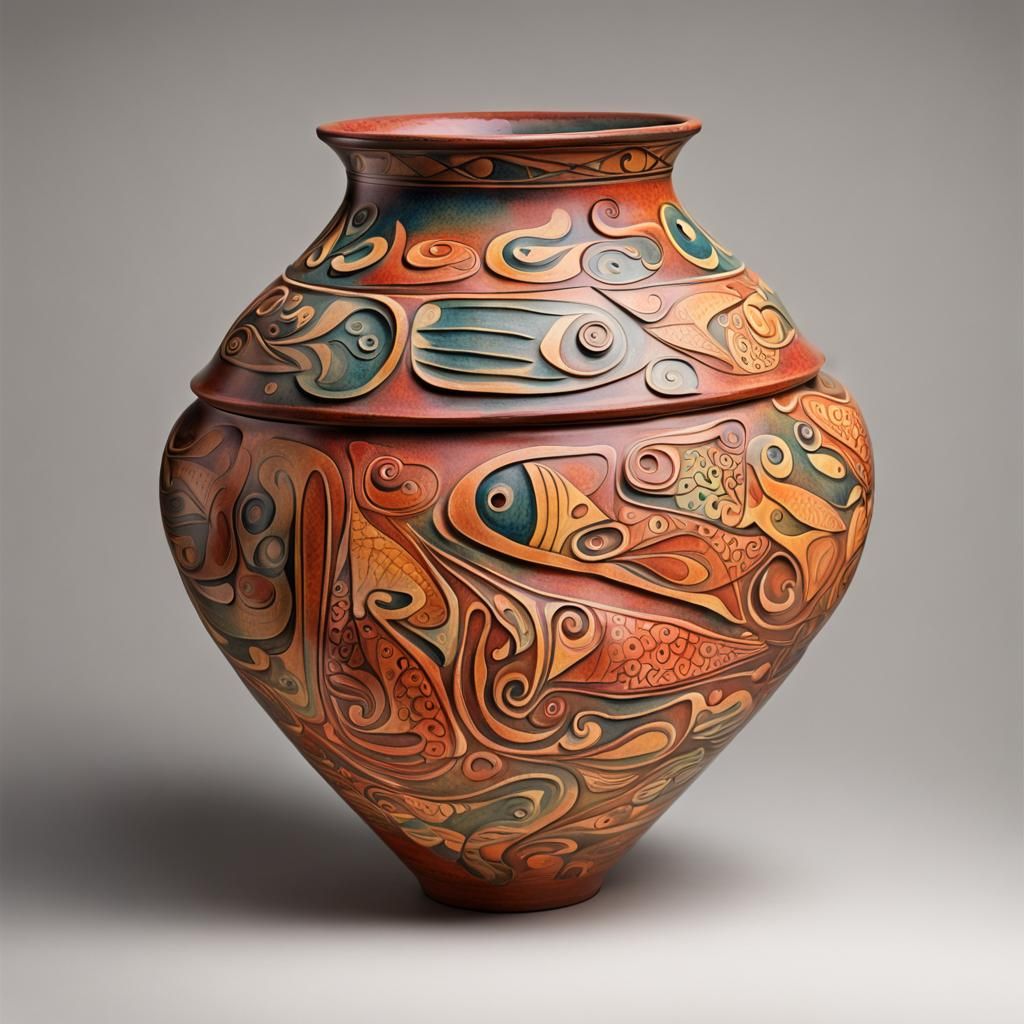 Typographic Sculpture of Ancient Fish Pot