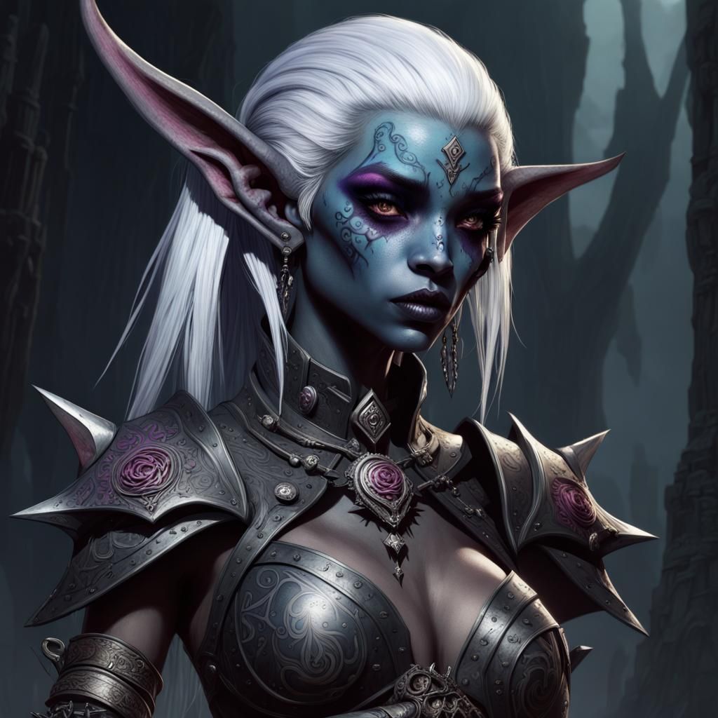 Punk Rock Drow with Tattoos and Runes