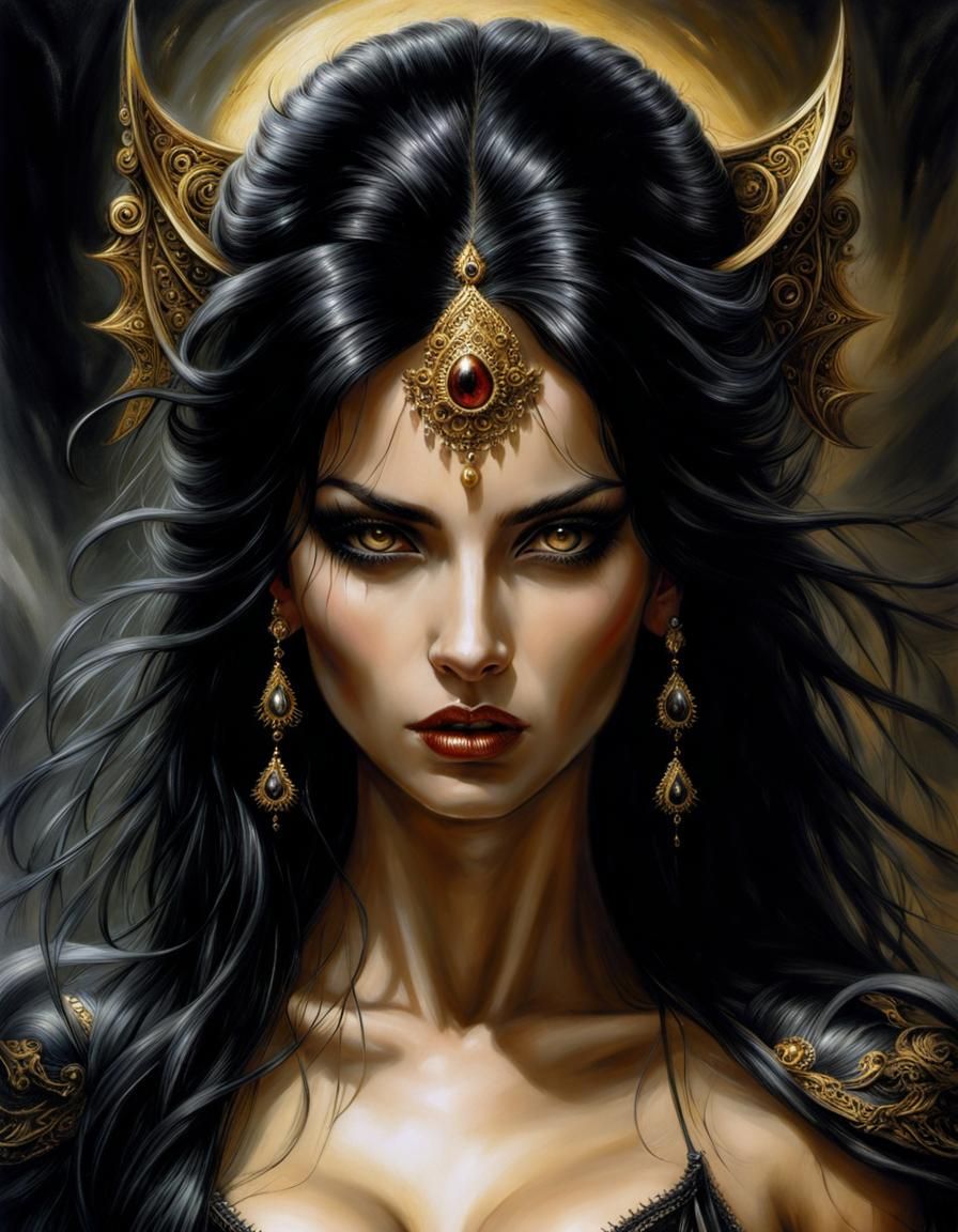 Evil Goddess Portrait in Dark Fantasy Style