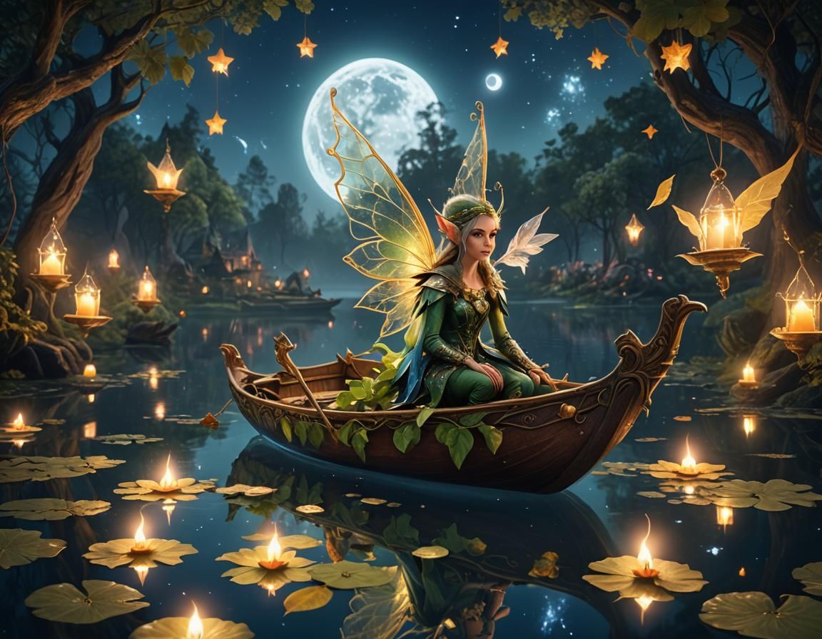 fairy in leaf boat
