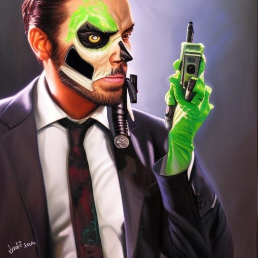 Two-Face Inspired Portrait in Oil Painting Style