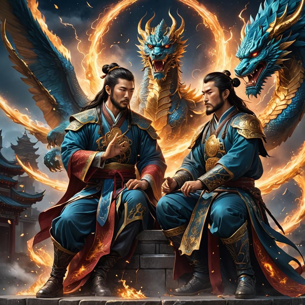 Chinese Wuxia Angels Praying in Heavenly Palace