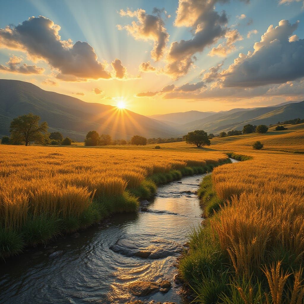 Sweeping Sunrise Landscape in Hyper-Detailed 4K