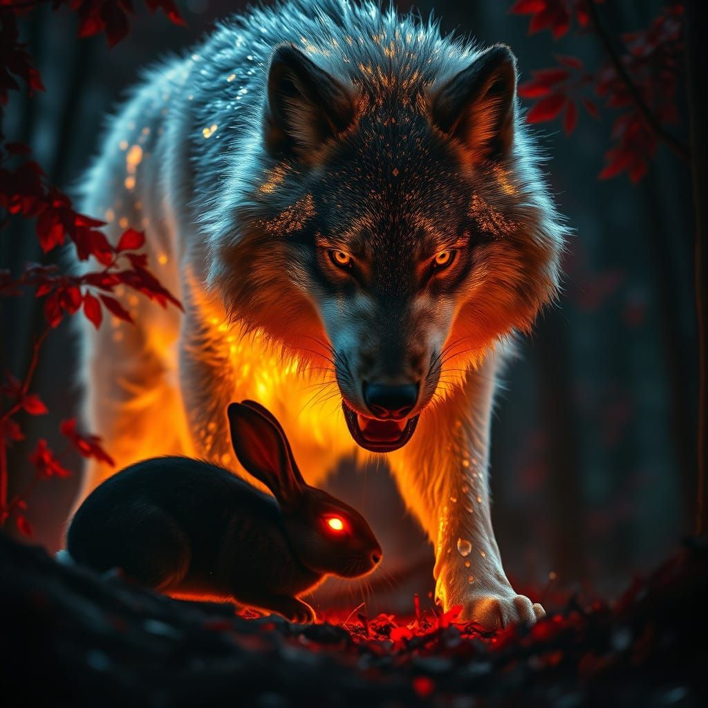 Fiery Wolf Hunts in a Dark Forest