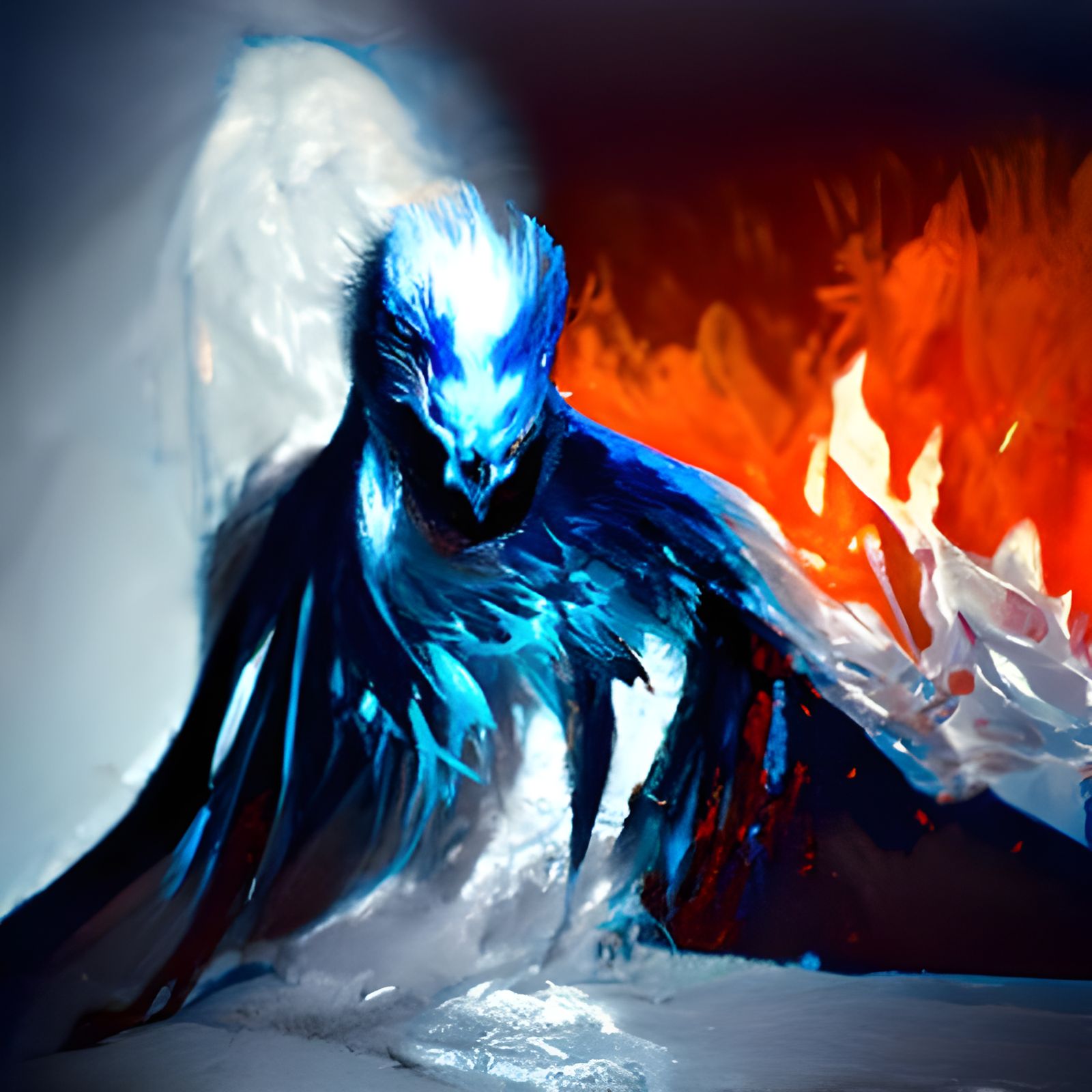 Hyperrealistic Ice Phoenix Rising: Greg Rutkowski Style