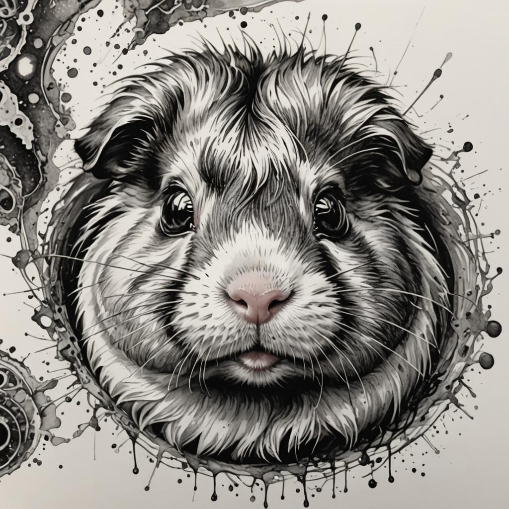 Detailed Ink Sketch of a Guinea Pig Eye