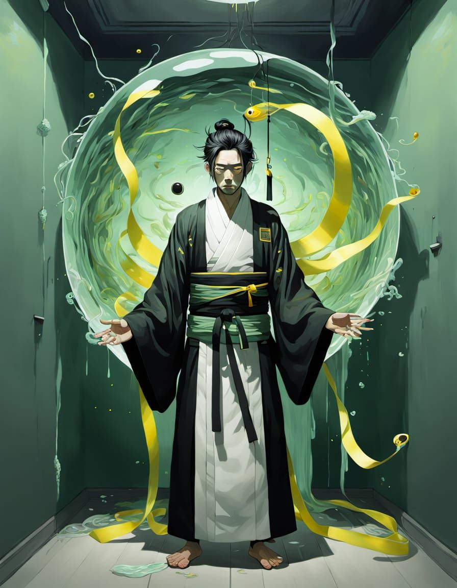 Man Unraveling into Ribbons: Surreal Digital Art