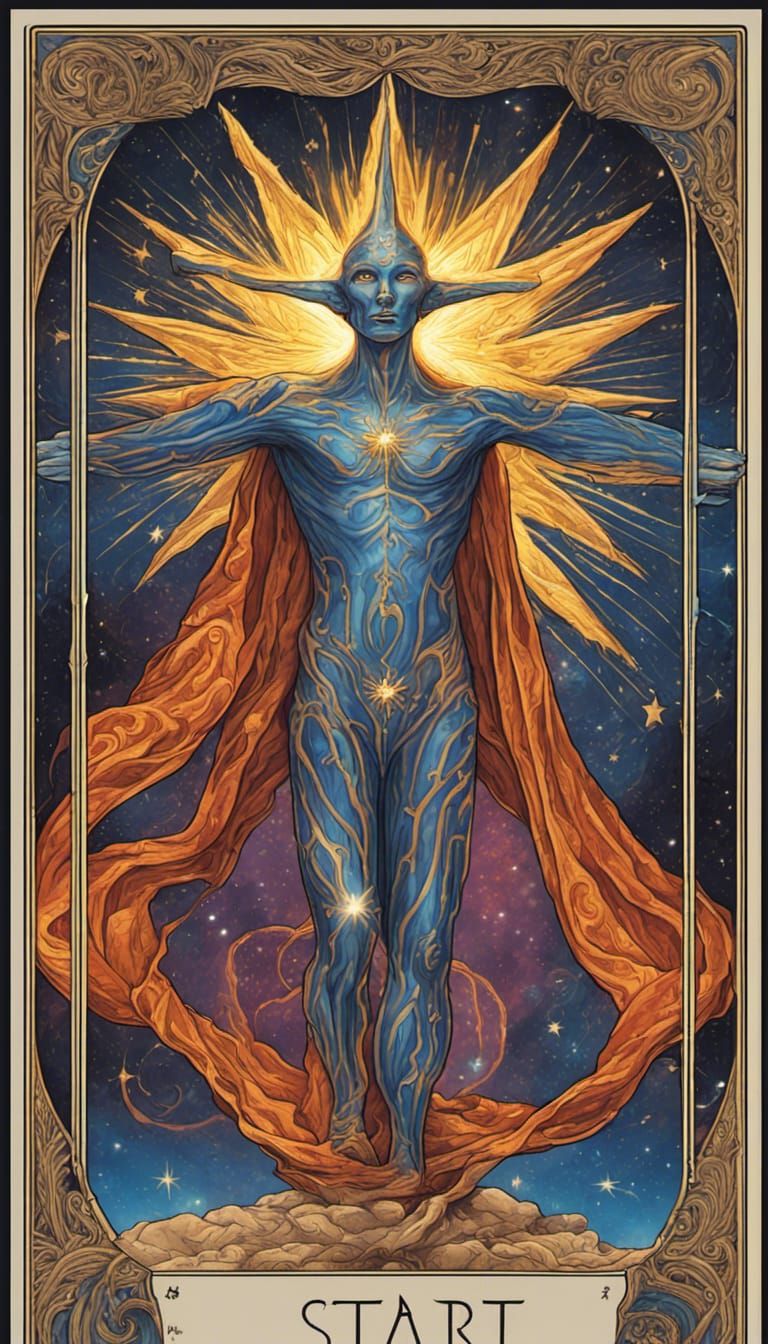 Vibrant Tarot Card: The Star in Visionary Art Style