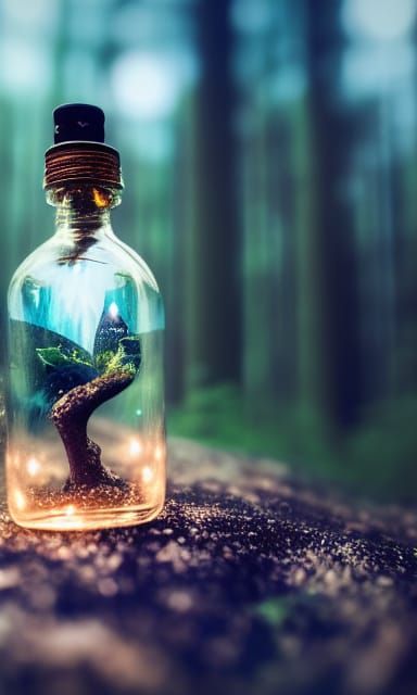 Enchanting Fairy in a Bottle at Night