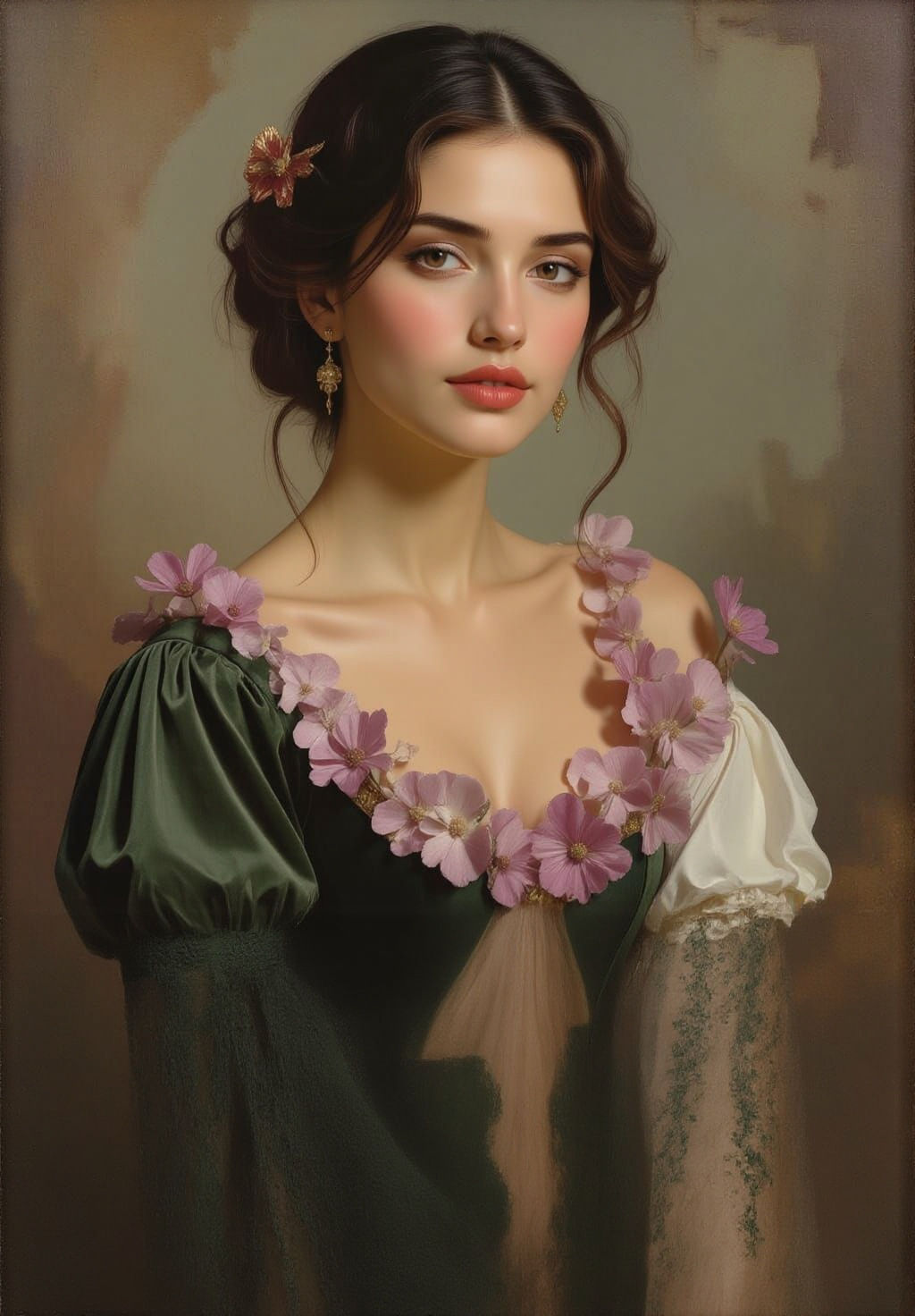 Renaissance & Art Nouveau Woman Portrait in Sargent Style