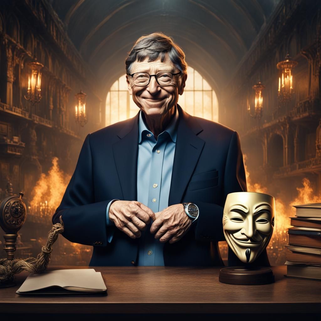 Bill Gates with Guy Fawkes Mask Digital Art