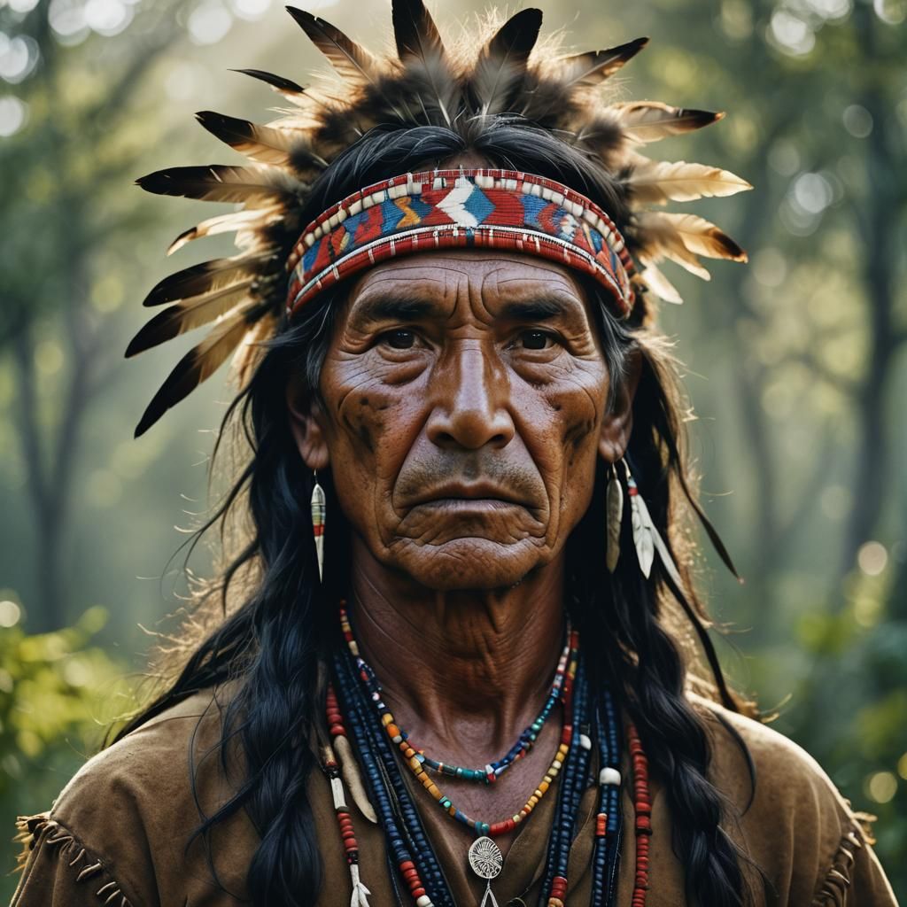 Nature Silhouette Portrait in Native American Form