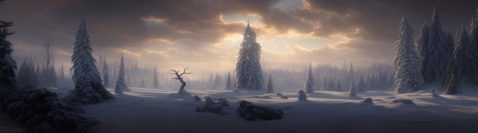 Magical Winter Forest Landscape in Hyper-Realistic Style