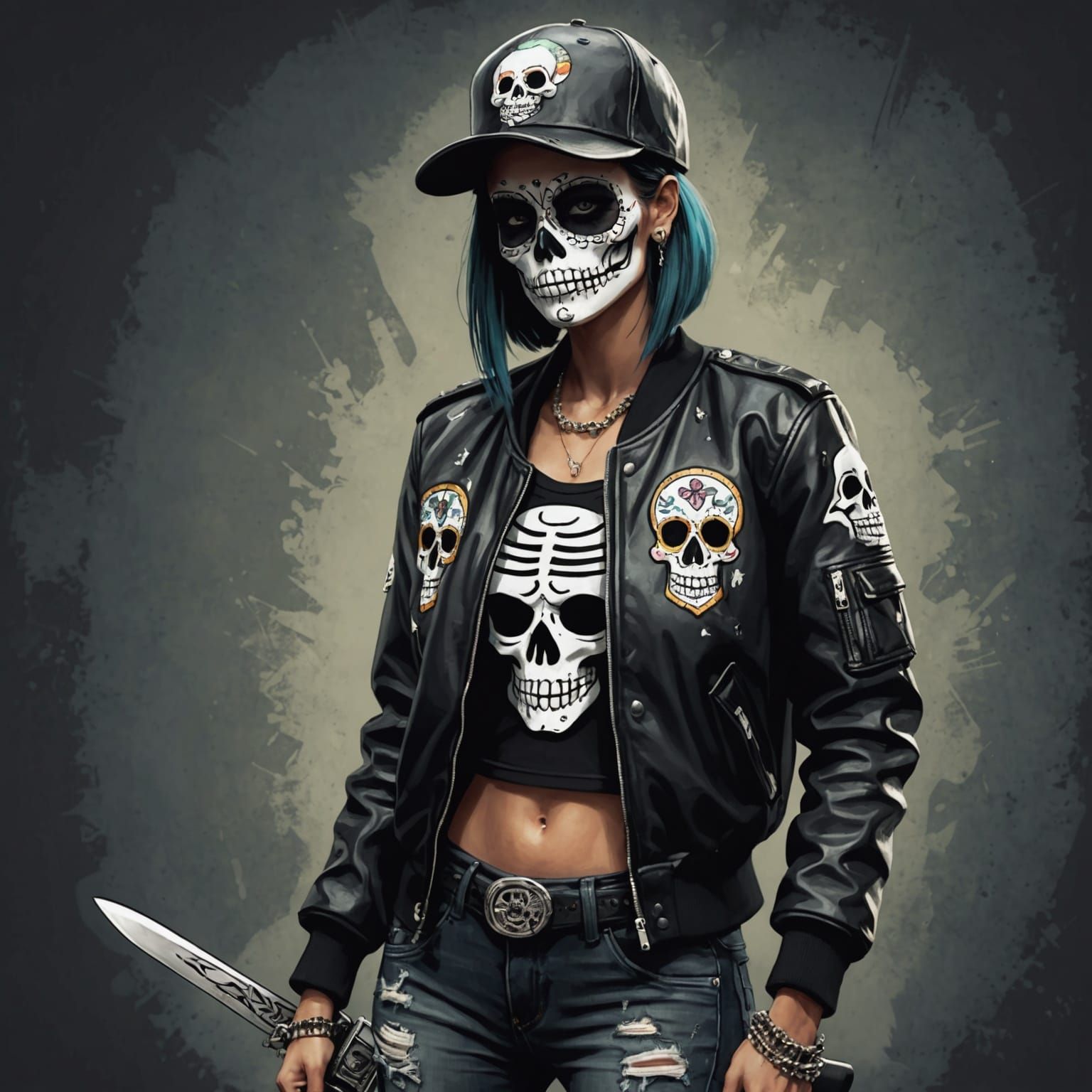 Dia de los Muertos Skeleton in Urban Style