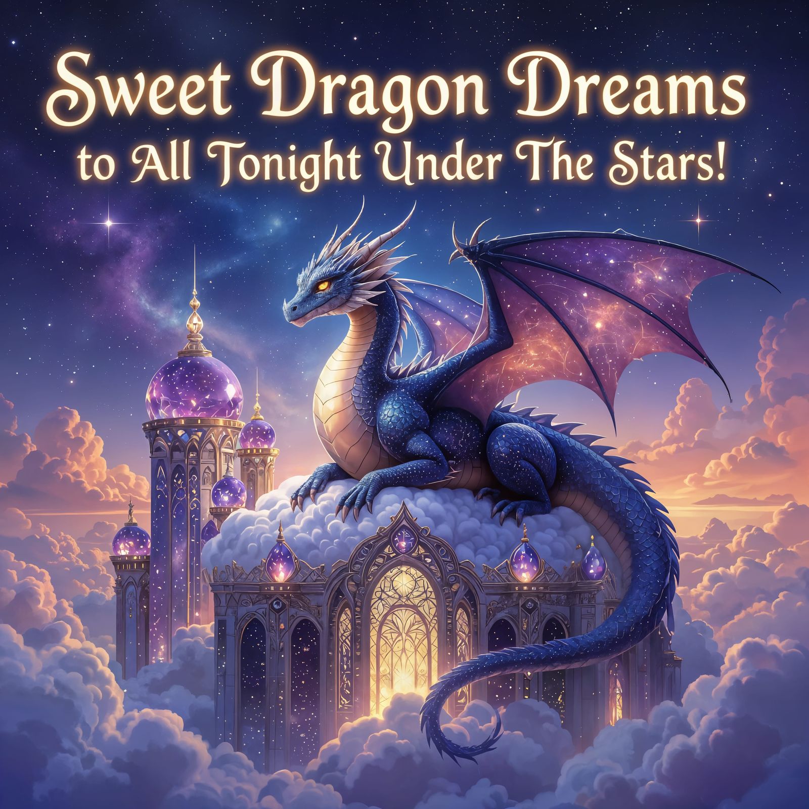Nebula Dragon on Amethyst Palace in Art Nouveau Style