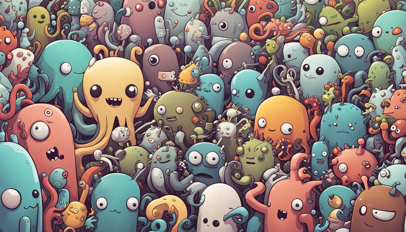 Vibrant Cartoon Collective in a Doodle Aesthetic