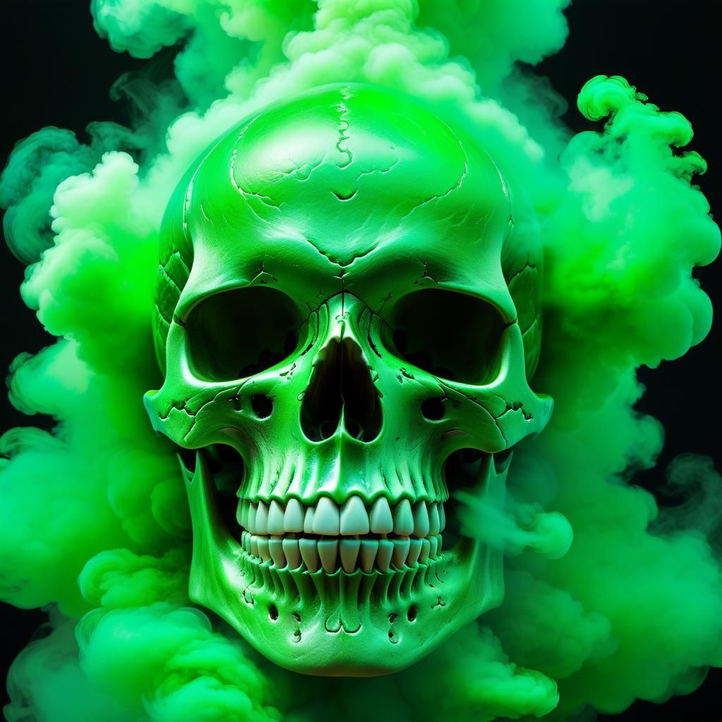 Green Smoke Skull Fantasy Artwork in 8K