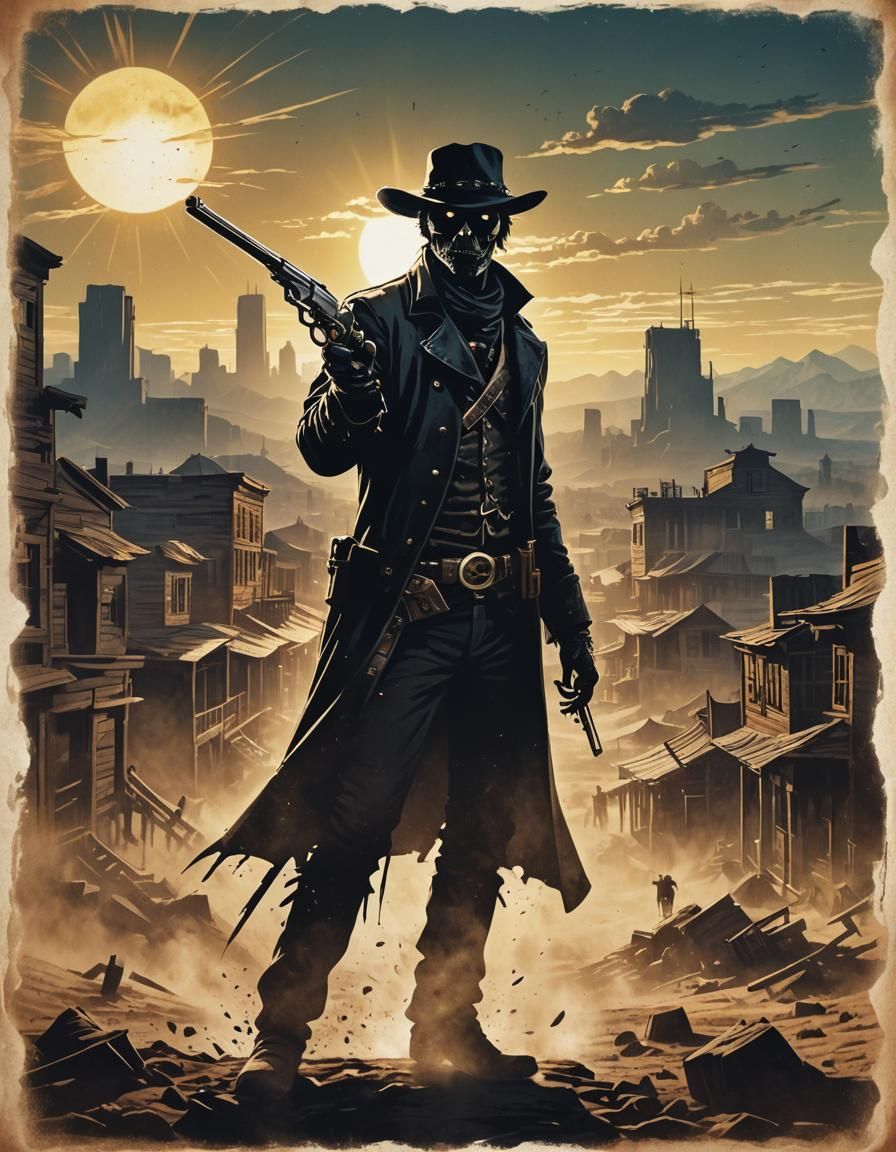 Undead Bandit in Wild West Movie Poster Art