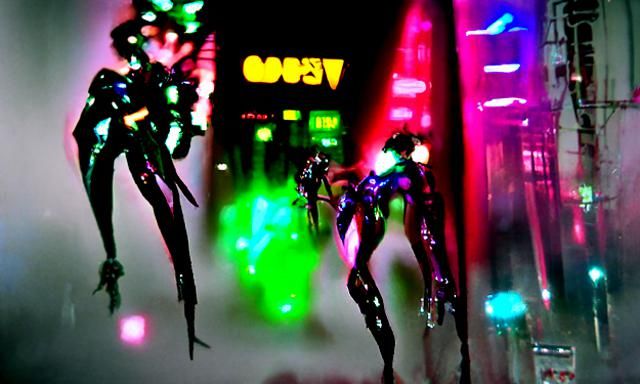 Cyberpunk Fairies in Neon Cityscape