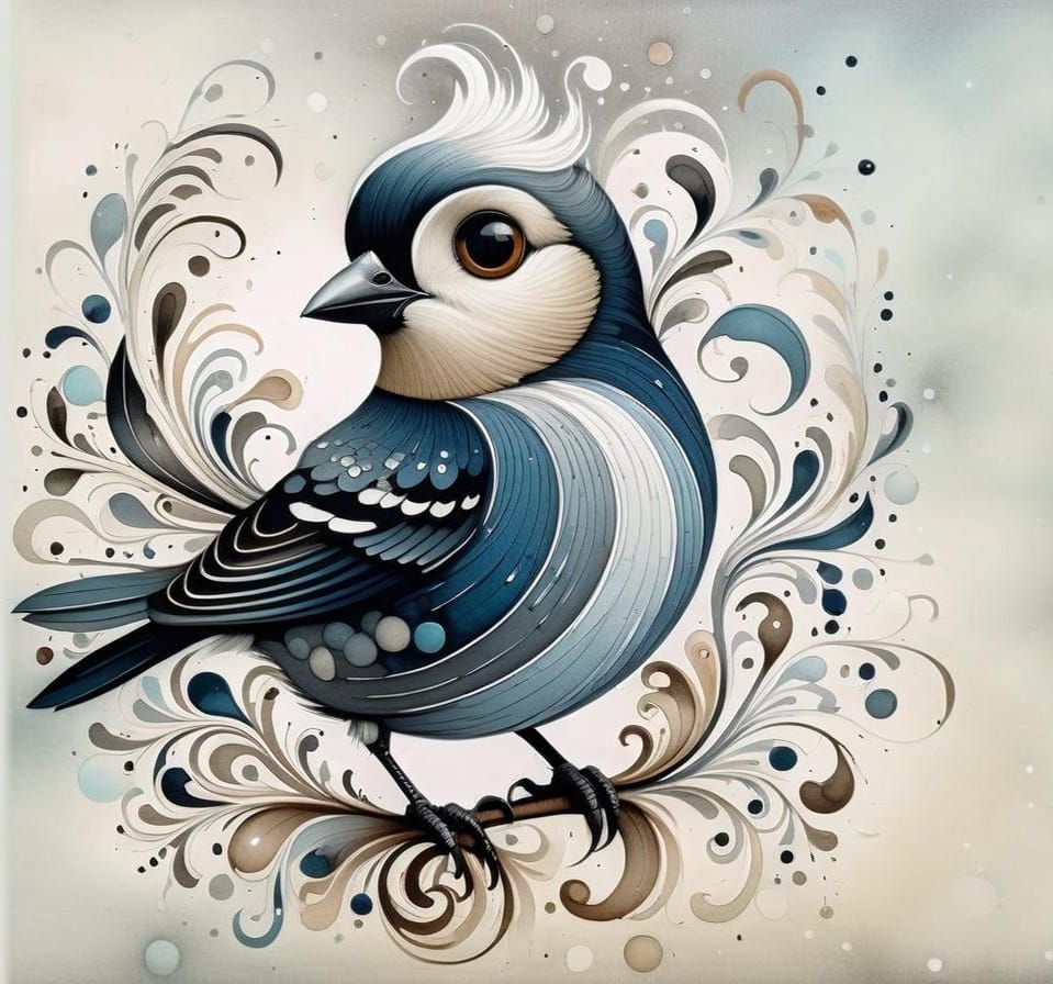 Adorable Bird with Expressive Eyes Illustration
