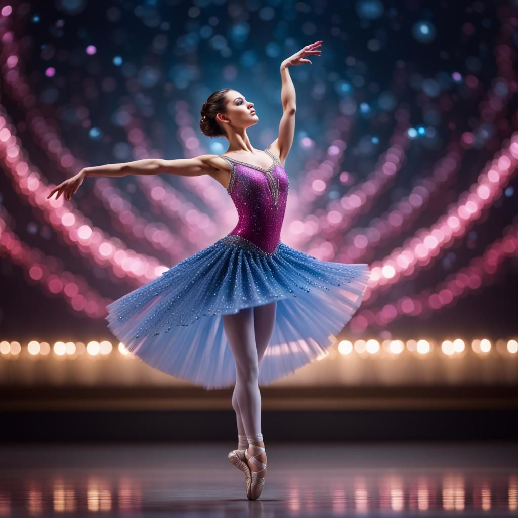 Luminous Crystal Ballet Dancer in Blue Dress