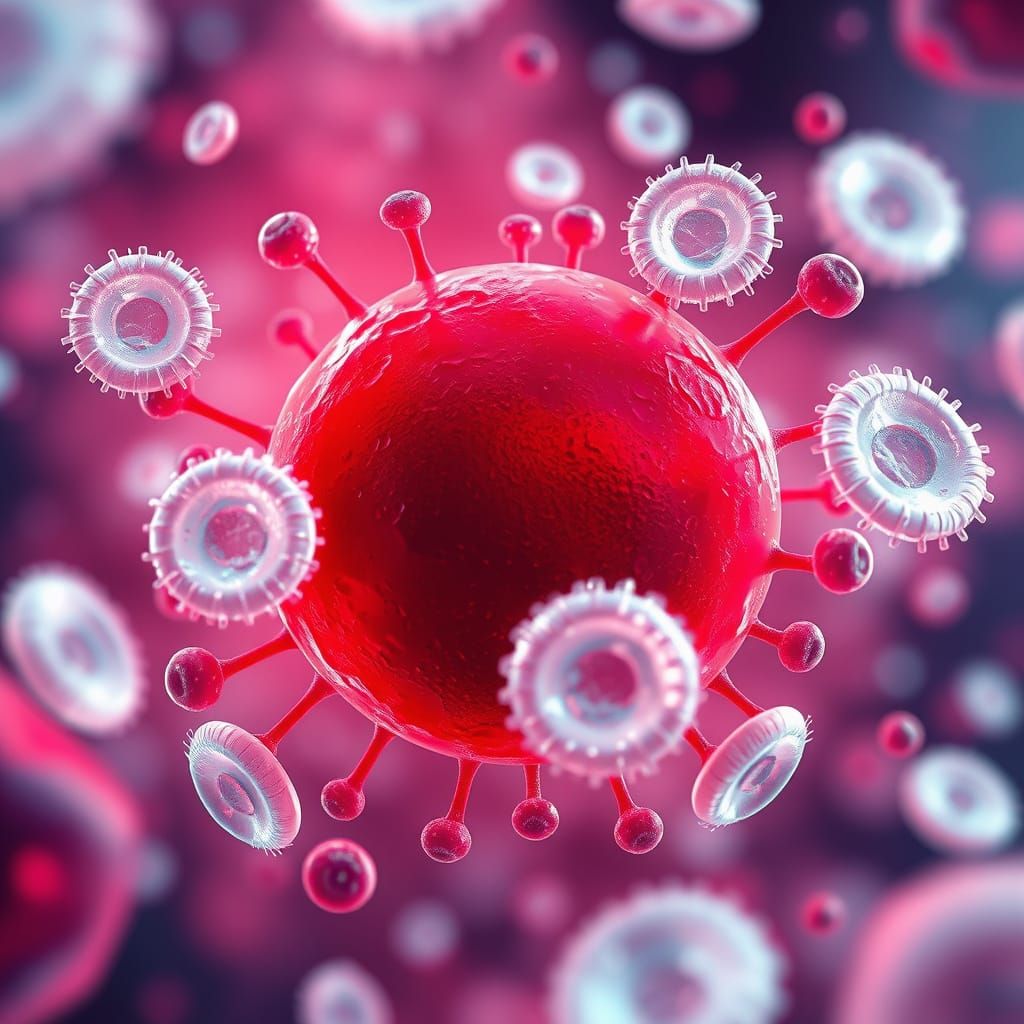 Dancing Blood Cells in Vibrant Digital Art