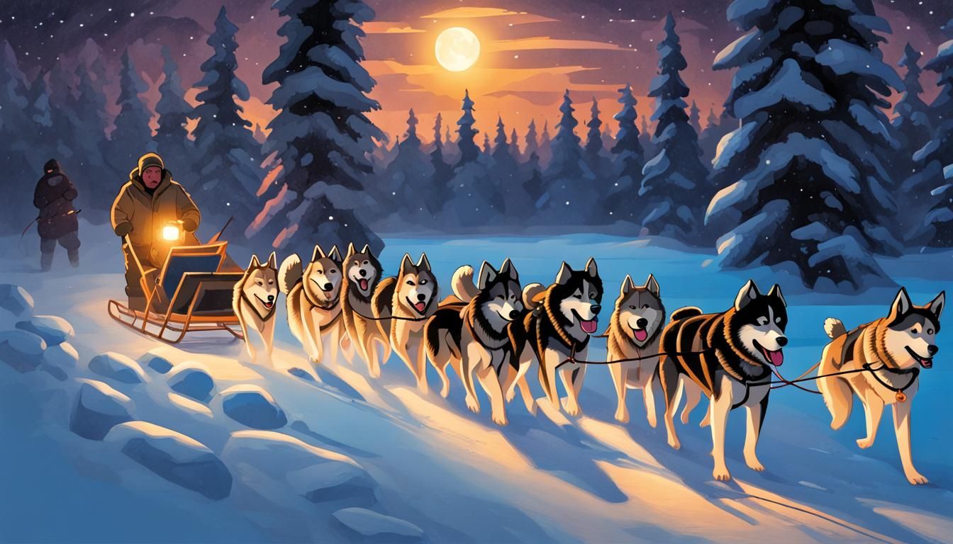 A man mushing during the Iditarod.