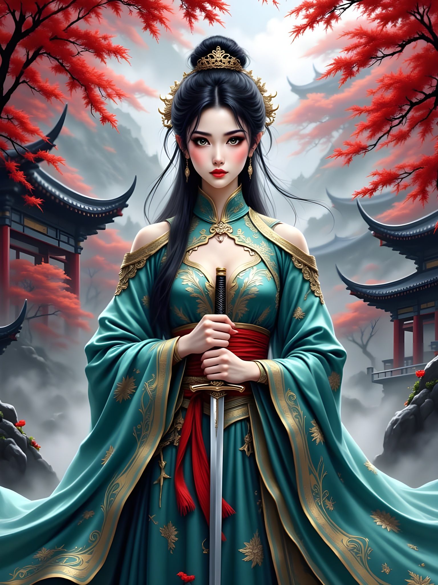 Chinese Warrior Princess in Donghua Anime Style