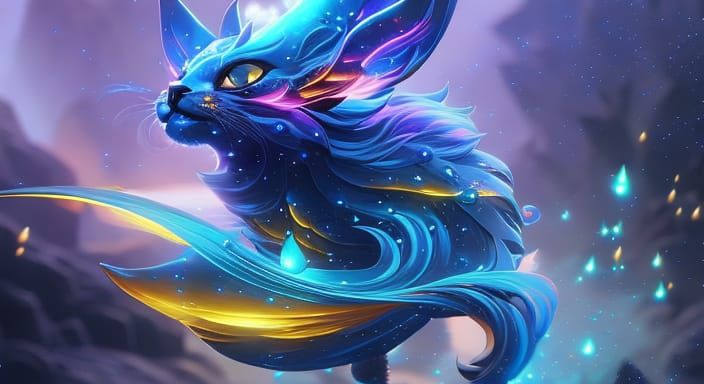 Elemental Water Kitten in Dynamic Lighting