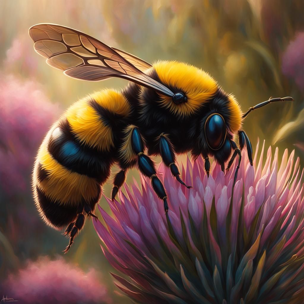 Gorgeous Bumblebee in Hyperdetailed Dark Fantasy Style