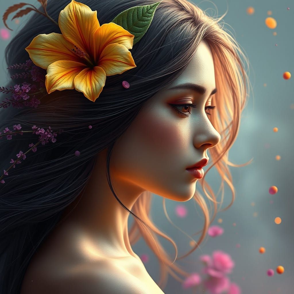 Fantastical Floral Portrait in Deep Colors