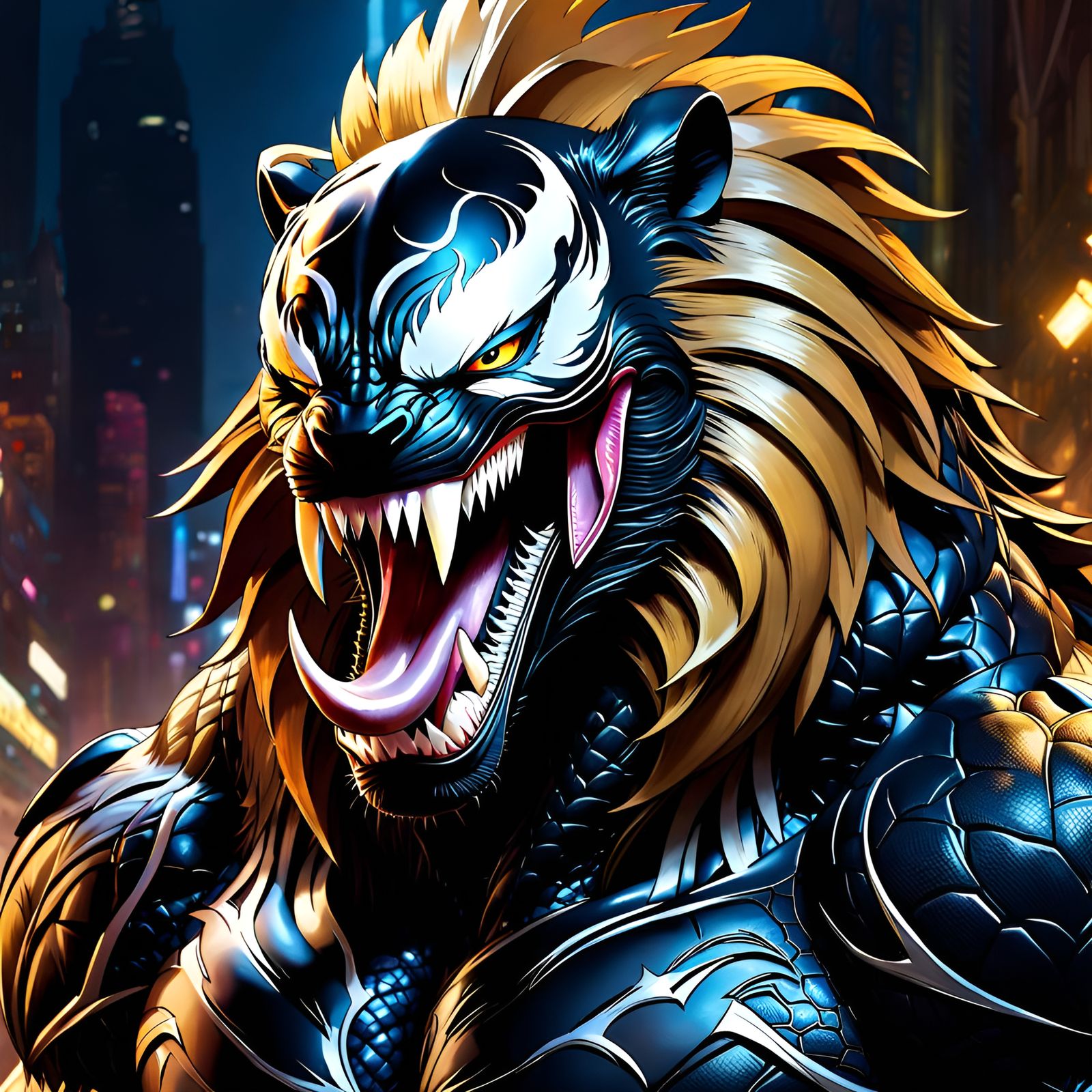 Venom as Simba in Illustrative Fantasy Art