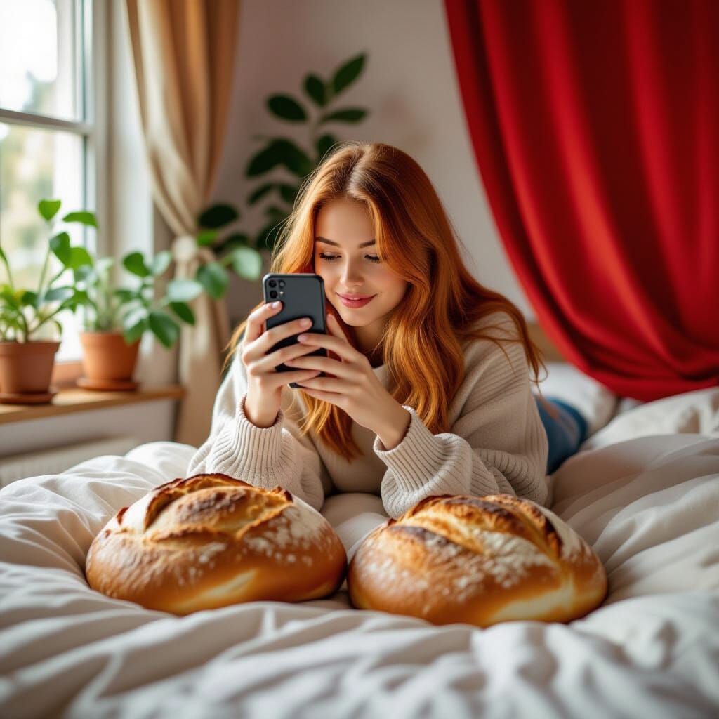 Girl Photographs Bread Loaves in Sherman-esque Style