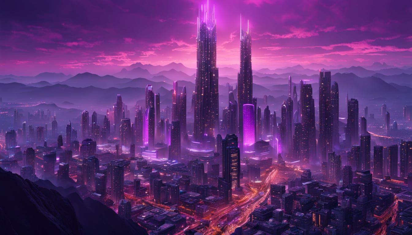 Hyperrealistic Sci-Fi Cityscape at Dusk