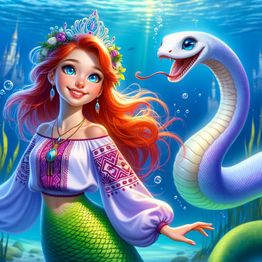 Vibrant Mermaid Princess in Ukrainian Vyshyvanka Crowned in ...