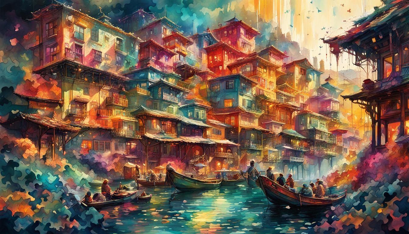 Vibrant Retro Puzzle in Detailed 3D Illustration