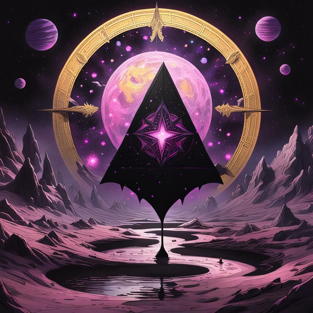Cosmic Scale Weighing Star and Spade: Dark Fantasy Art