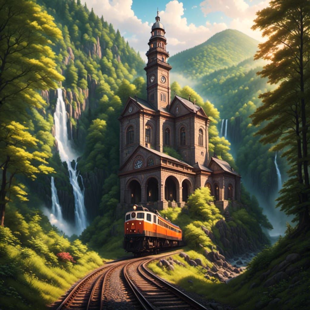 Train Inside Ancient Temple in Forest