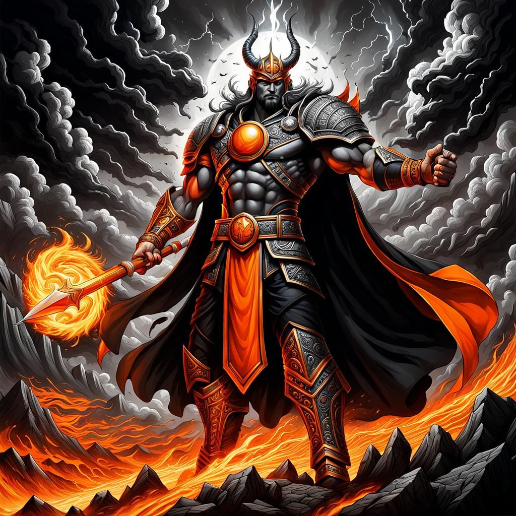 Heroic Warrior Ready for Battle: Pencil Art