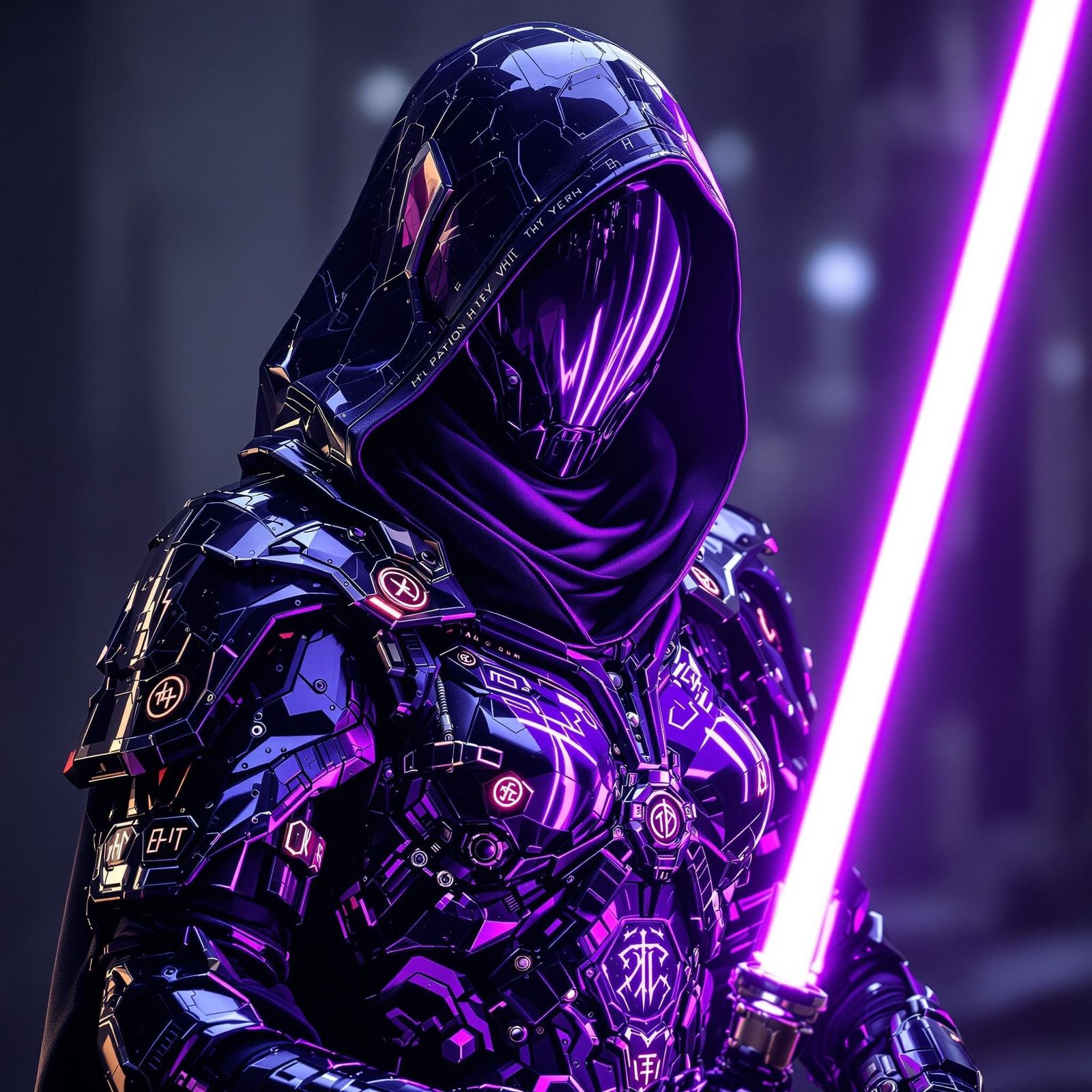Gritty Female Warrior in Advanced Purple Tactical Armor