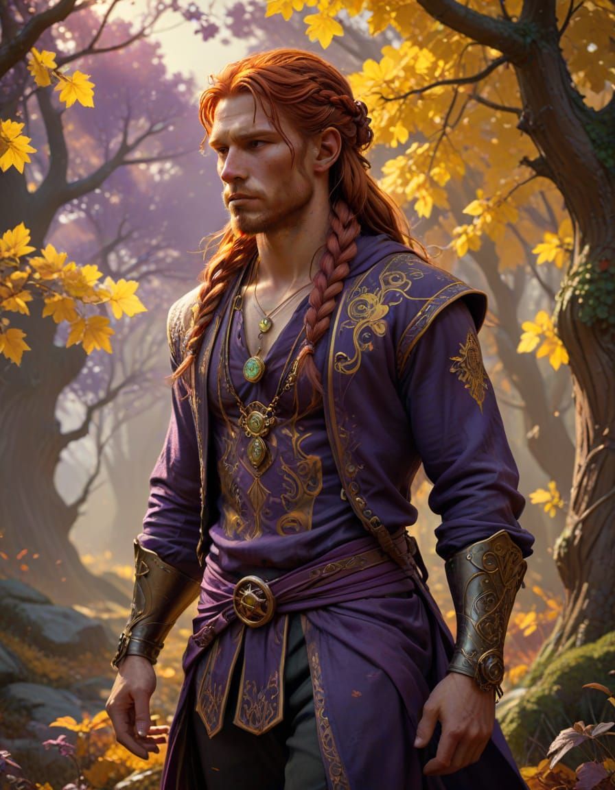 Irish Man in Autumn Landscape - Dark Fantasy Concept Art