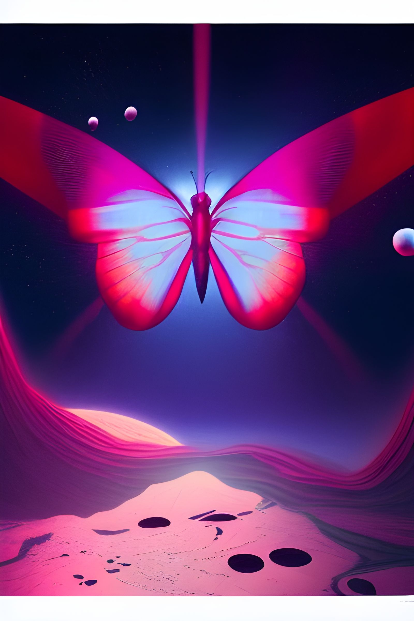Butterfly in Space: Surreal Sci-Fi Poster Art