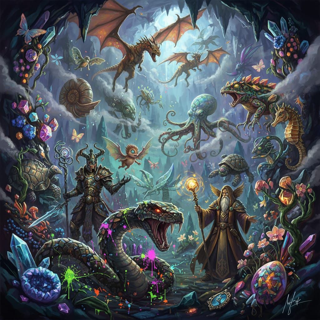 Ethereal RPG World with Mythical Creatures and Treasures