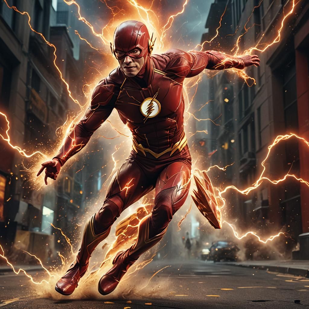 The Flash in Dynamic 3D Render with Lightning