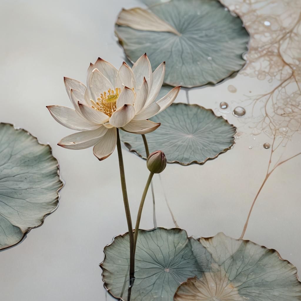 Ethereal Moonscape: Briar Wisp Lotus Flower in Pastel