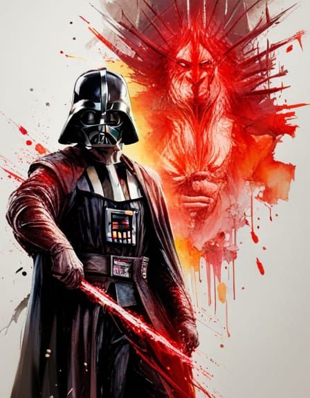 Darth Vader on Mustafar in Hyperrealistic Digital Art