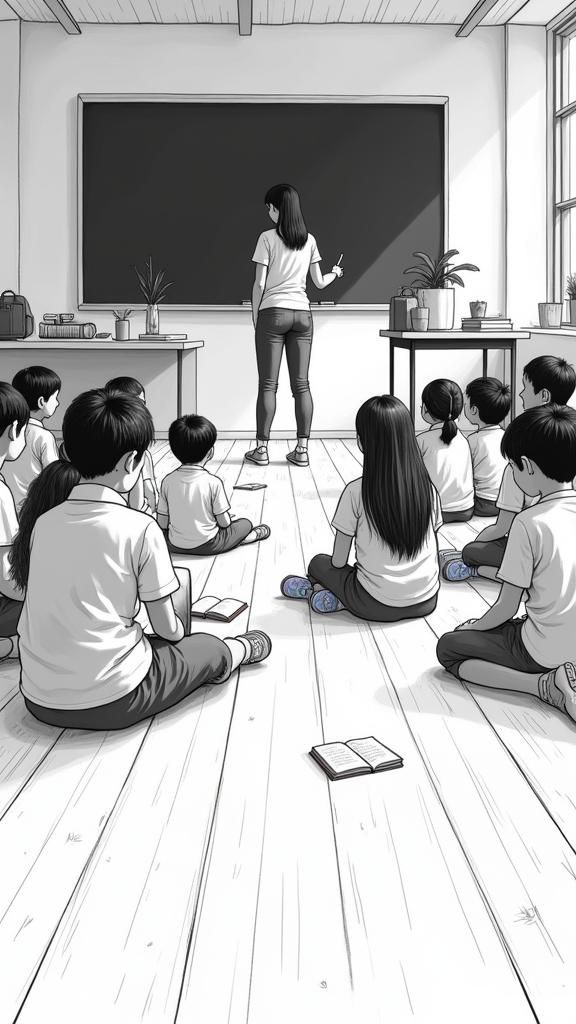 Classroom Scene Illustration in Fragonard Style