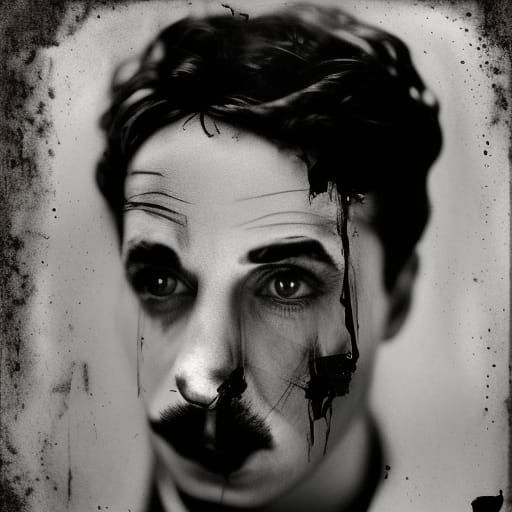 Chaplin-esque Portrait in Distressed Vintage Film Style