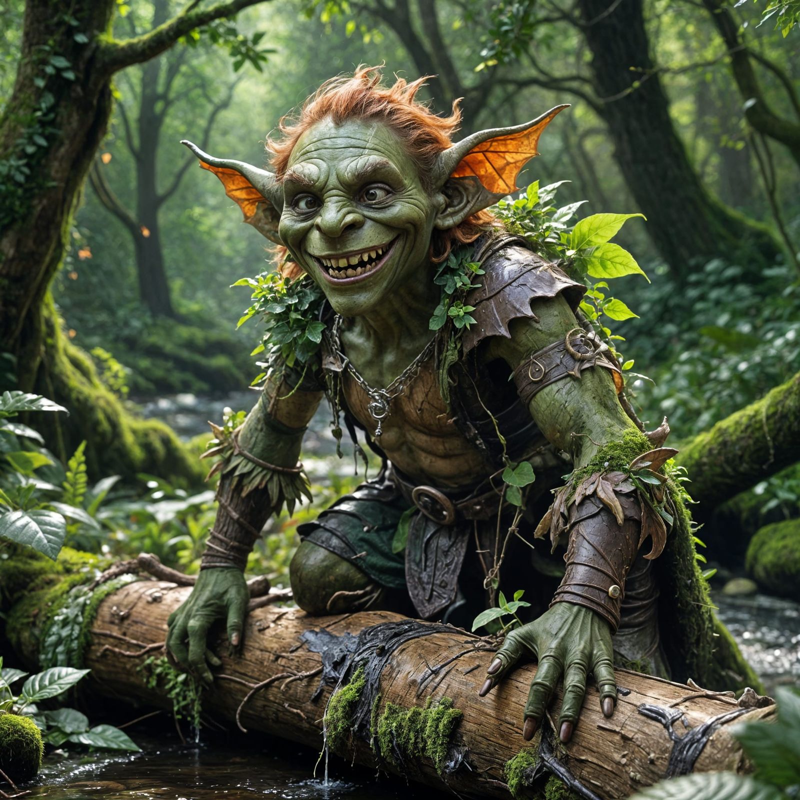 Whimsical Hobgoblin Portrait in a Lush Green Forest