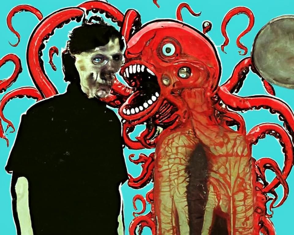 Horrifying Octopus-Human Hybrid Monster in Biomech Style